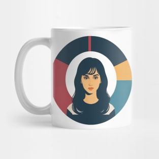 Angry Woman Glaring Forward with a circular colorful background Mug